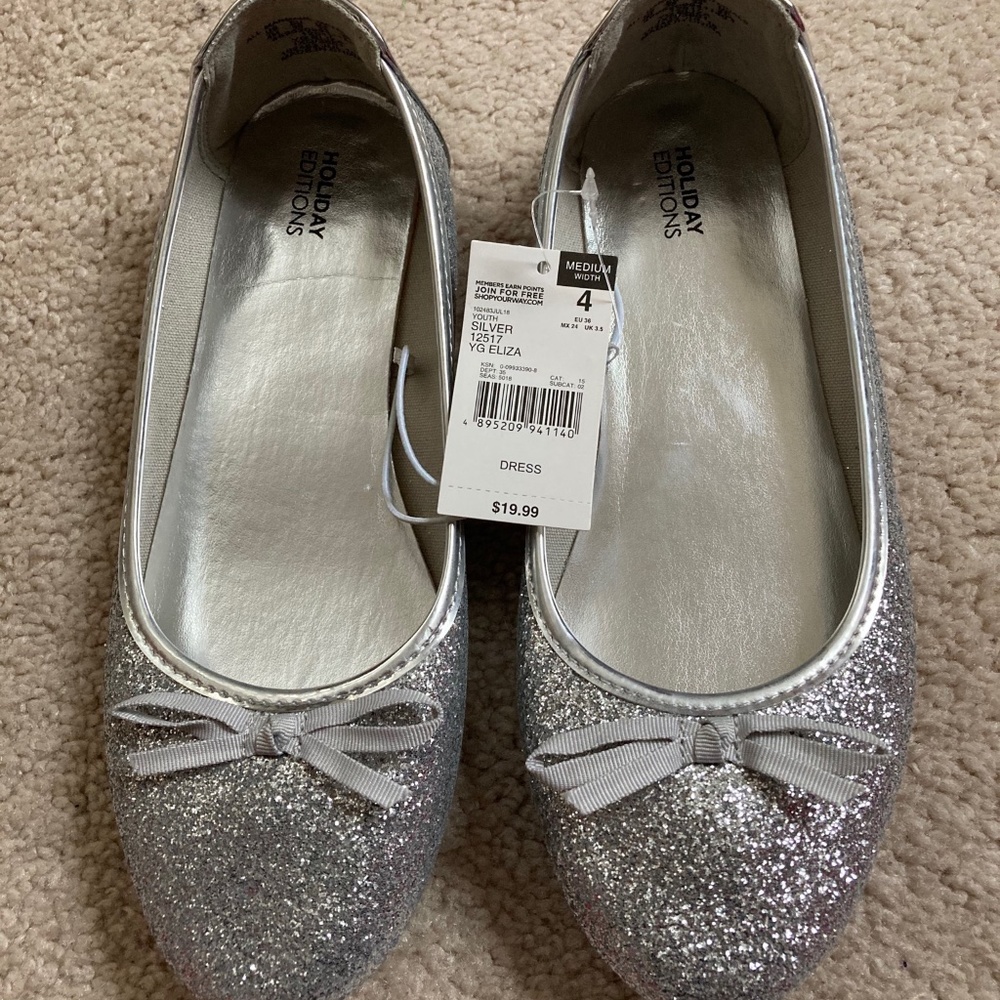Girls Dress Shoes - Sparkling Silver